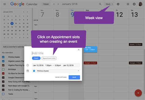 google calendar appointment slots multiple days